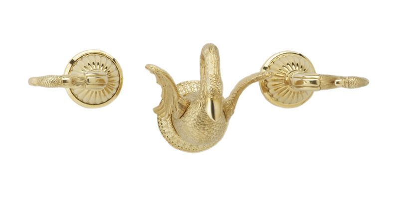 polished brass wall tub set