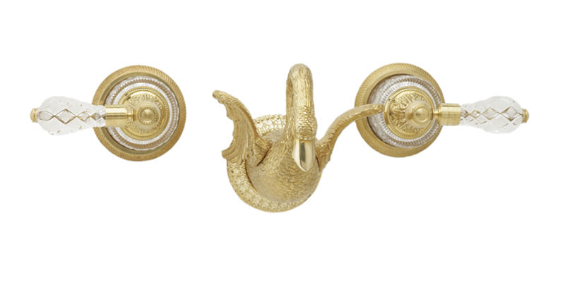 polished brass wall tub set