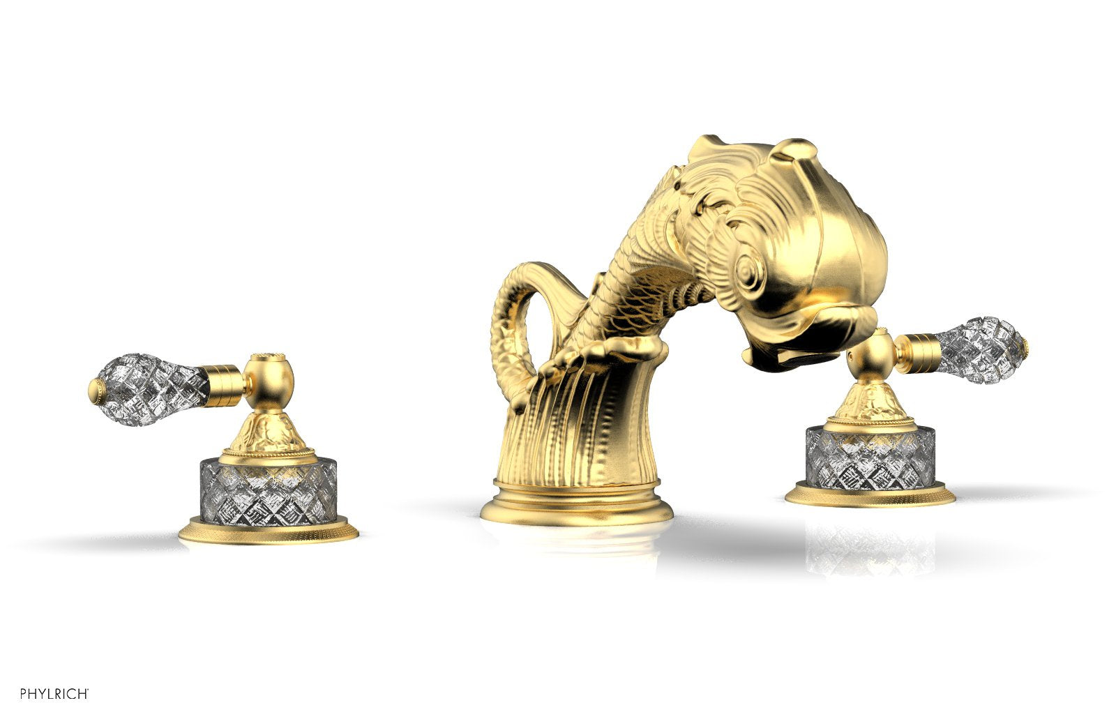 Phylrich DOLPHIN Deck Tub Set - Cut Crystal Lever Handles by Phylrich