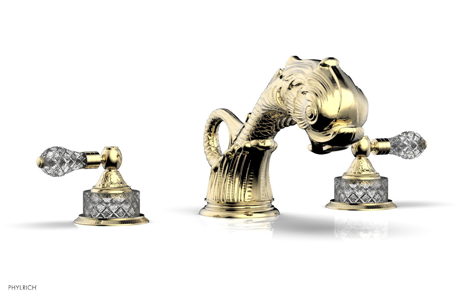 Phylrich DOLPHIN Deck Tub Set - Cut Crystal Lever Handles by Phylrich