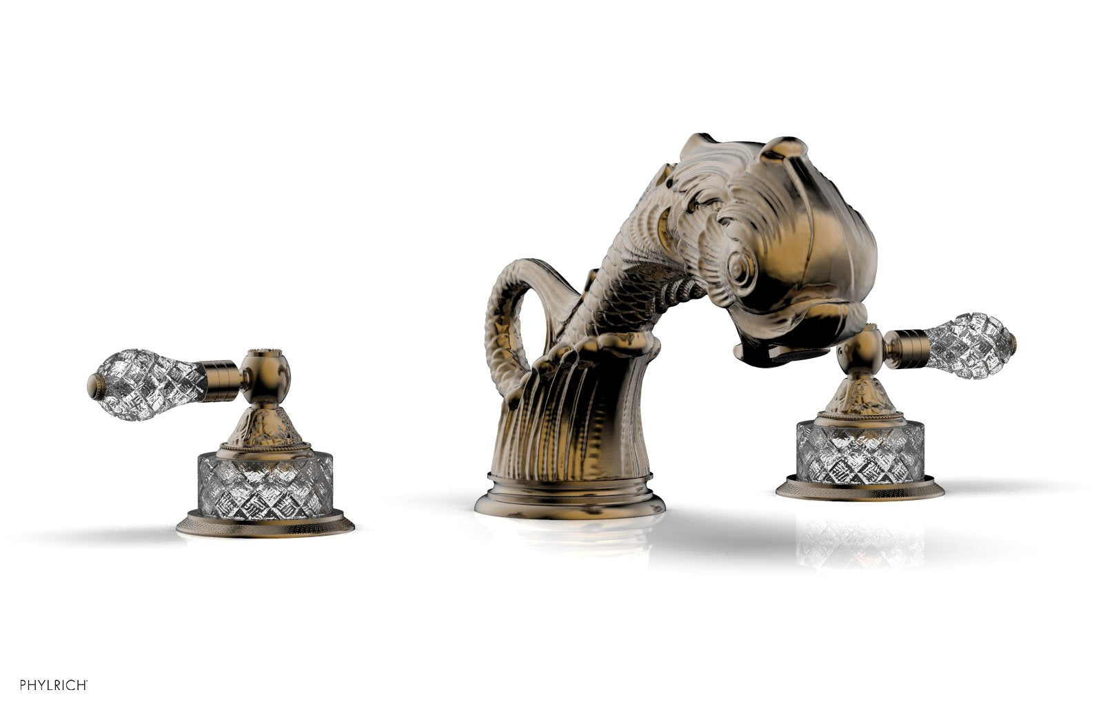 Phylrich DOLPHIN Deck Tub Set - Cut Crystal Lever Handles by Phylrich