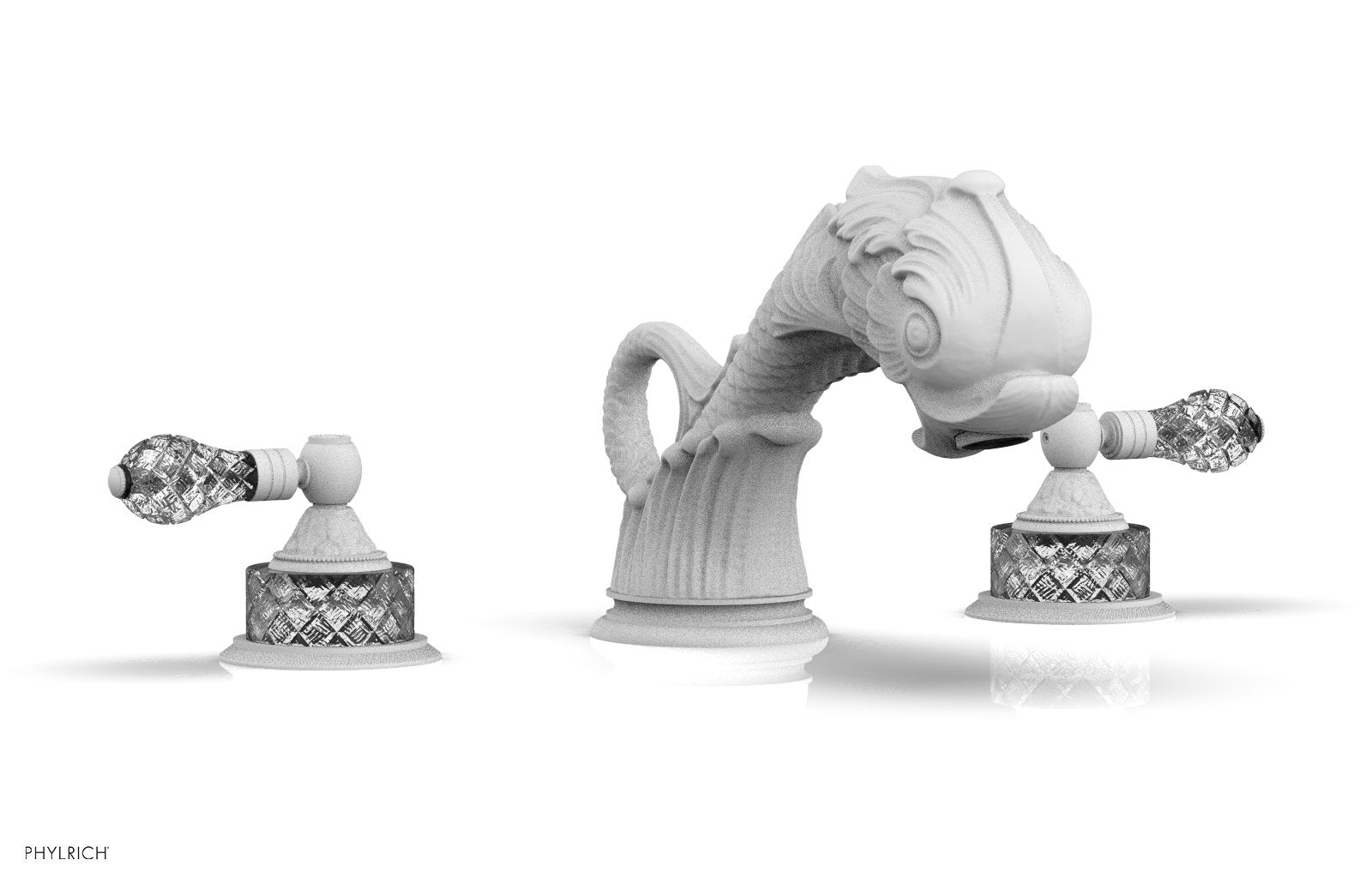 Phylrich DOLPHIN Deck Tub Set - Cut Crystal Lever Handles