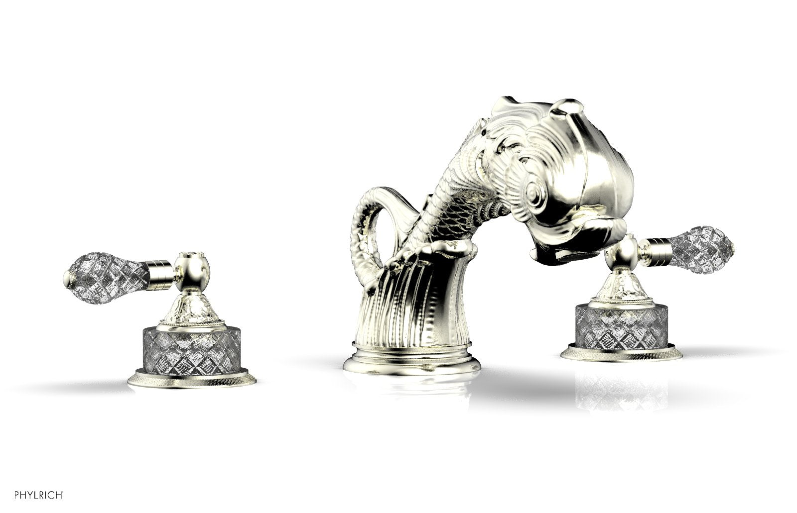 Phylrich DOLPHIN Deck Tub Set - Cut Crystal Lever Handles