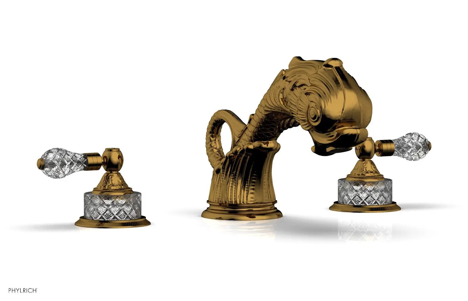 Phylrich DOLPHIN Deck Tub Set - Cut Crystal Lever Handles by Phylrich