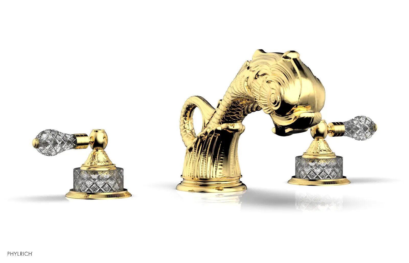 Phylrich DOLPHIN Deck Tub Set - Cut Crystal Lever Handles by Phylrich