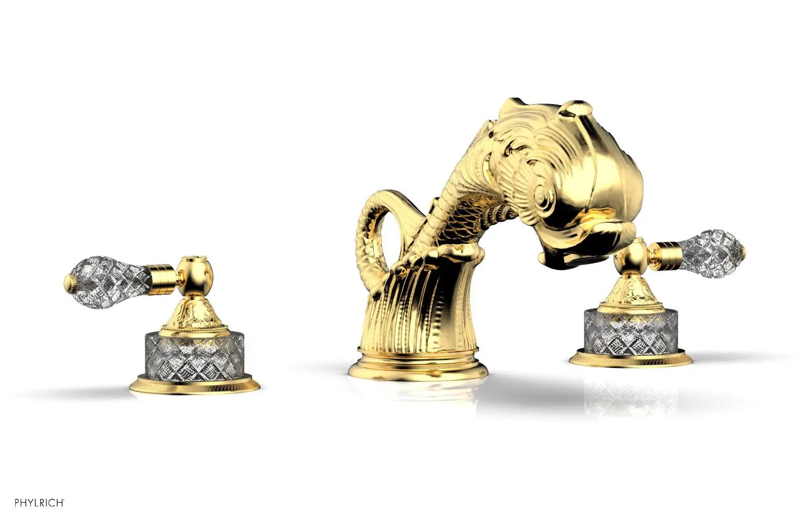Phylrich DOLPHIN Deck Tub Set - Cut Crystal Lever Handles by Phylrich