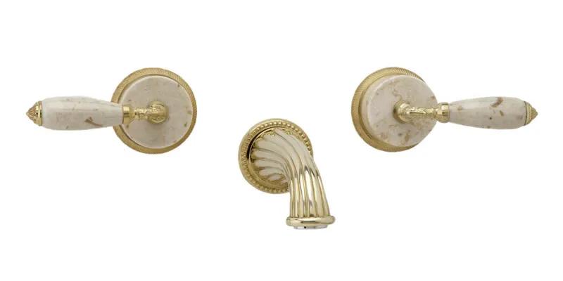 polished brass wall tub set