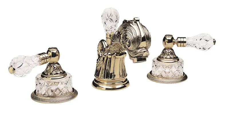 Phylrich DOLPHIN Widespread Faucet Cut Crystal Lever Handles by Phylrich