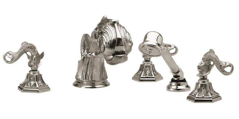 polished chrome deck tub set