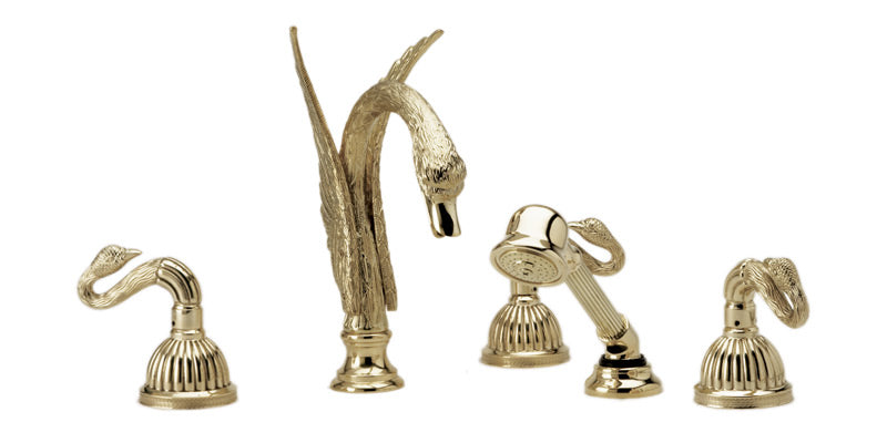 polished brass deck tub set