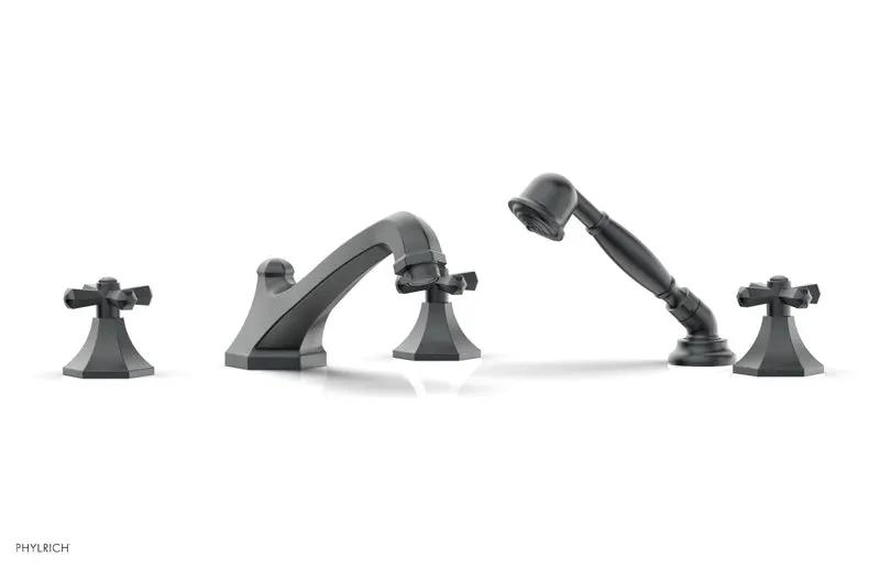 Phylrich LE VERRE & LA CROSSE Deck Tub Set with Hand Shower - Cross Handles by Phylrich