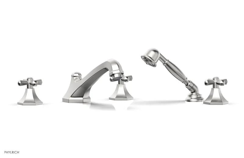 Phylrich LE VERRE & LA CROSSE Deck Tub Set with Hand Shower - Cross Handles by Phylrich
