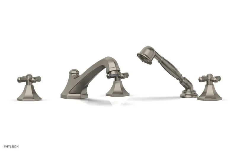 Phylrich LE VERRE & LA CROSSE Deck Tub Set with Hand Shower - Cross Handles by Phylrich