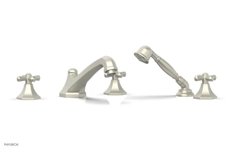 Phylrich LE VERRE & LA CROSSE Deck Tub Set with Hand Shower - Cross Handles by Phylrich