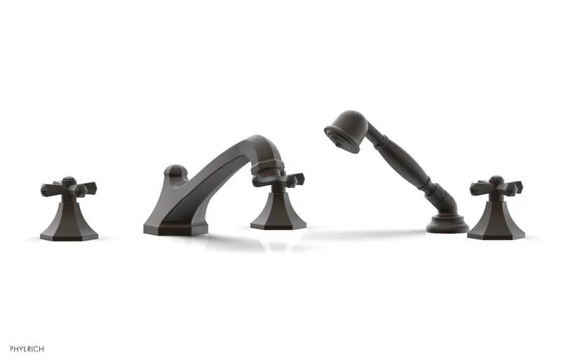 Phylrich LE VERRE & LA CROSSE Deck Tub Set with Hand Shower - Cross Handles by Phylrich