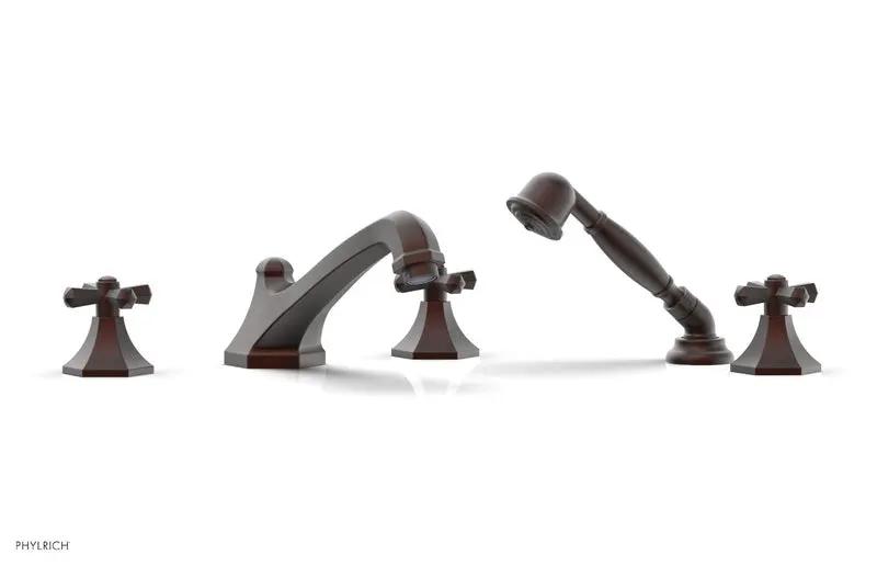 Phylrich LE VERRE & LA CROSSE Deck Tub Set with Hand Shower - Cross Handles by Phylrich