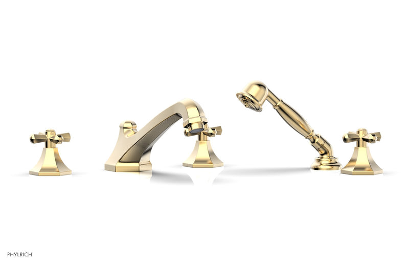 Phylrich LE VERRE & LA CROSSE Deck Tub Set with Hand Shower - Cross Handles by Phylrich