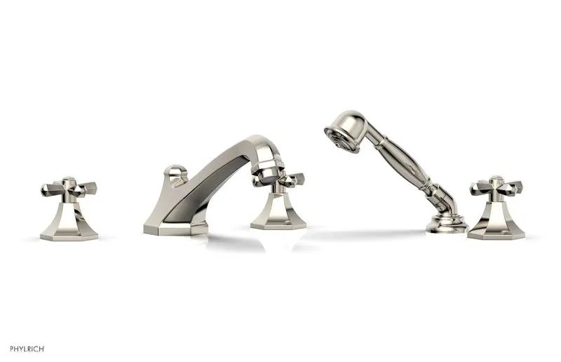 Phylrich LE VERRE & LA CROSSE Deck Tub Set with Hand Shower - Cross Handles by Phylrich