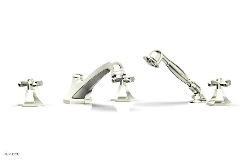 Phylrich LE VERRE & LA CROSSE Deck Tub Set with Hand Shower - Cross Handles by Phylrich