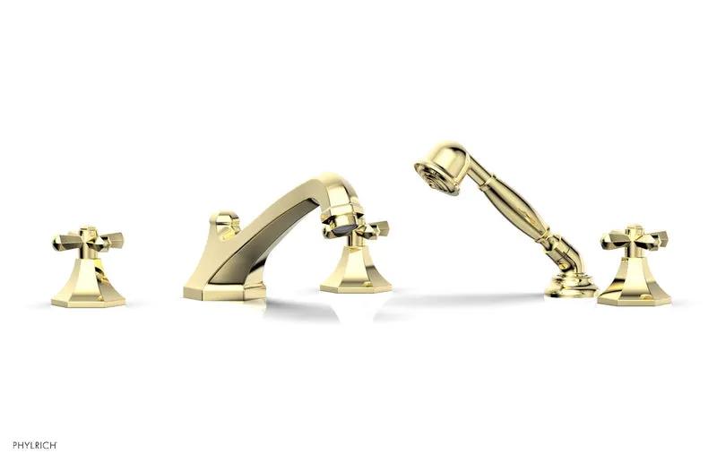 Phylrich LE VERRE & LA CROSSE Deck Tub Set with Hand Shower - Cross Handles by Phylrich