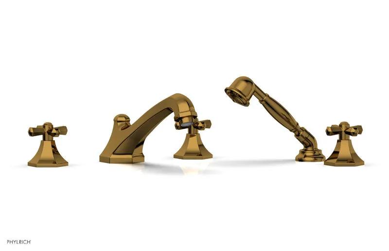 Phylrich LE VERRE & LA CROSSE Deck Tub Set with Hand Shower - Cross Handles by Phylrich