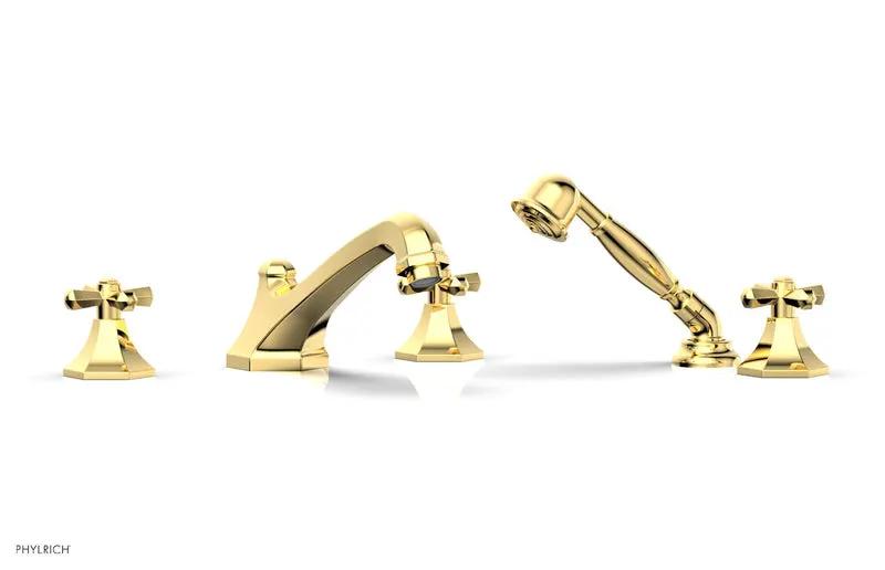 Phylrich LE VERRE & LA CROSSE Deck Tub Set with Hand Shower - Cross Handles by Phylrich