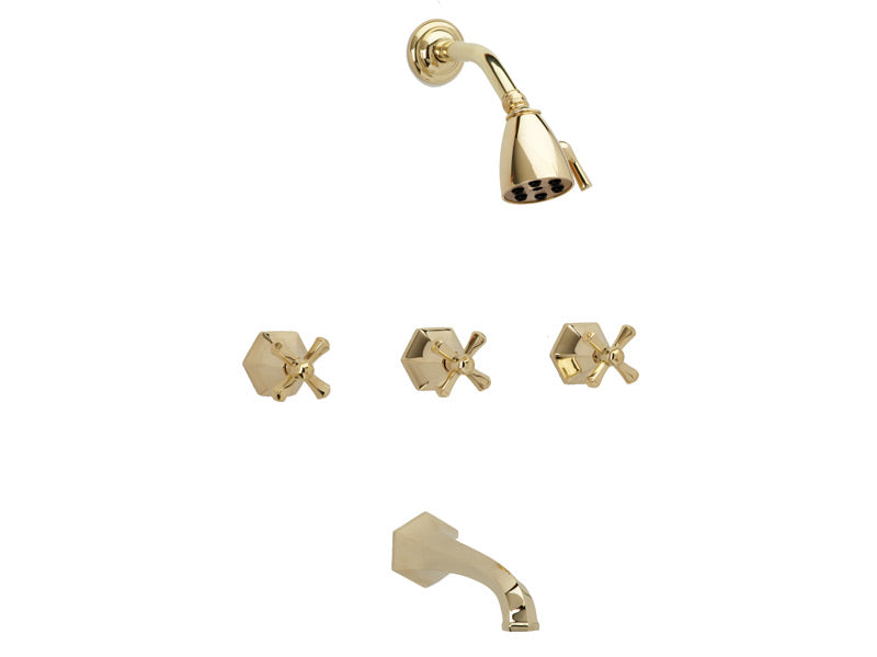 polished brass shower set