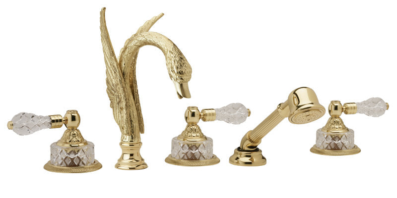 polished brass deck tub set