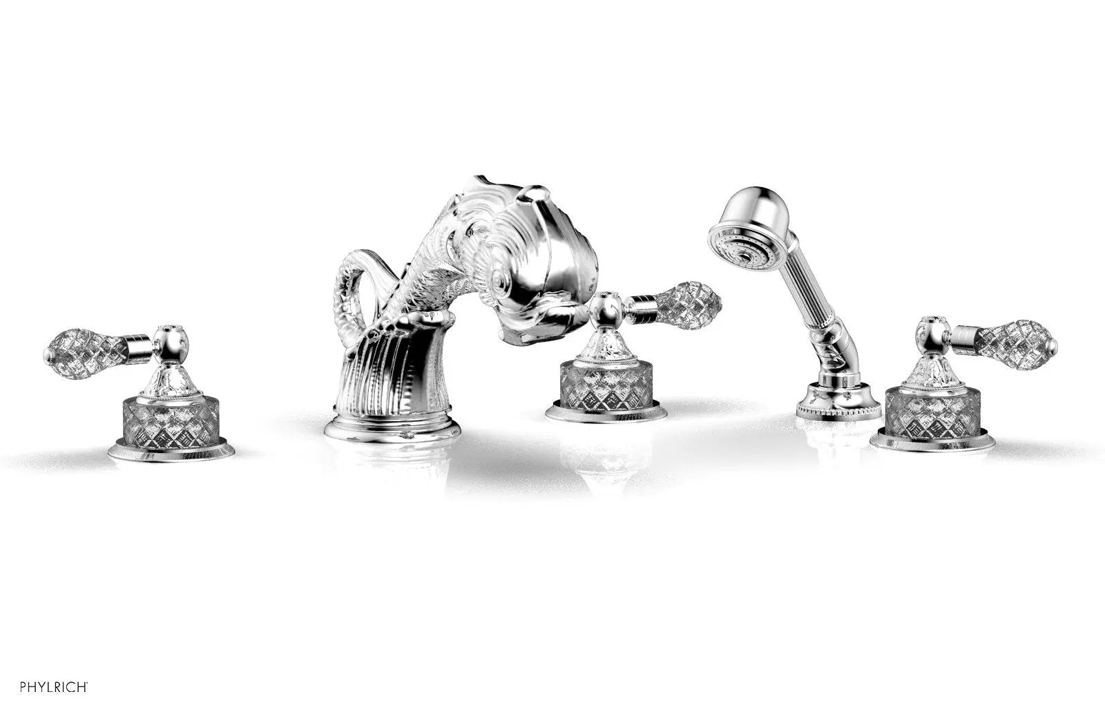 polished chrome deck tub set