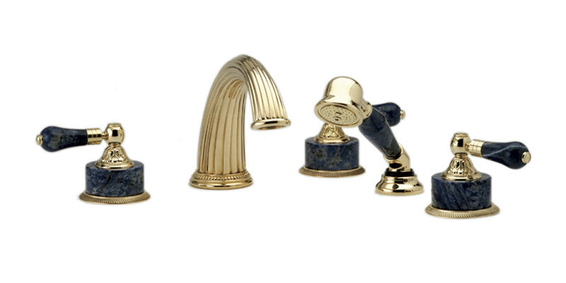 polished brass deck tub set