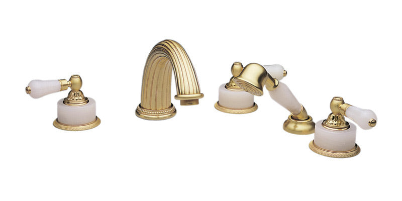 polished brass deck tub set