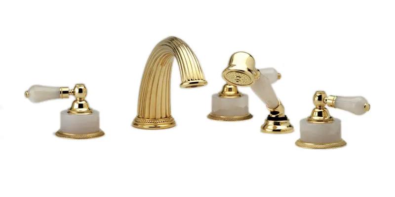 polished chrome deck tub set