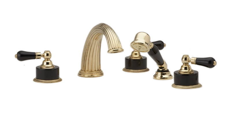 polished chrome deck tub set