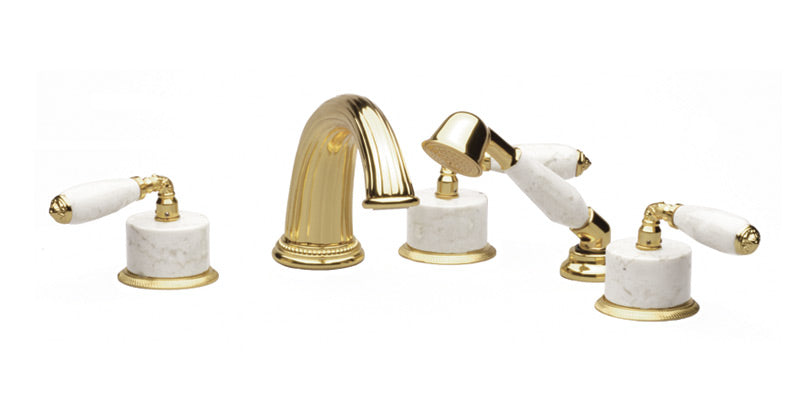 polished brass deck tub set