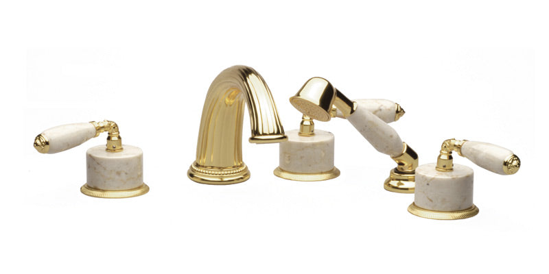 polished brass deck tub set
