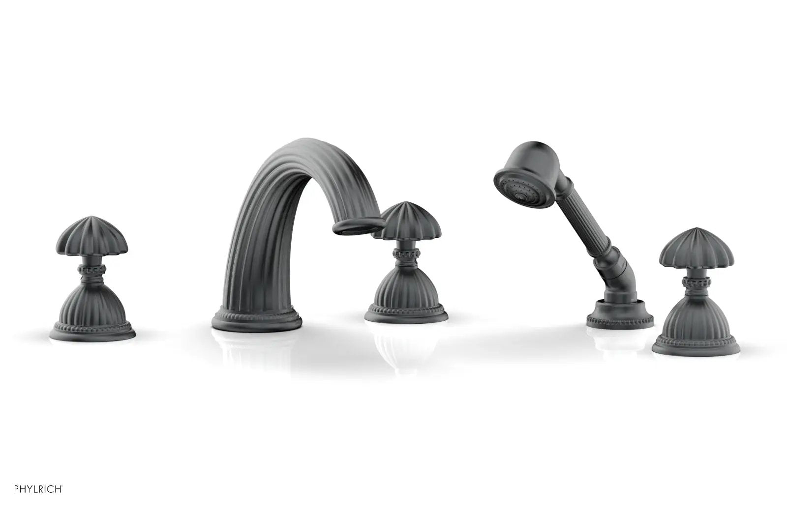 Phylrich GEORGIAN & BARCELONA Deck Tub Set with Hand Shower - Round Handles by Phylrich
