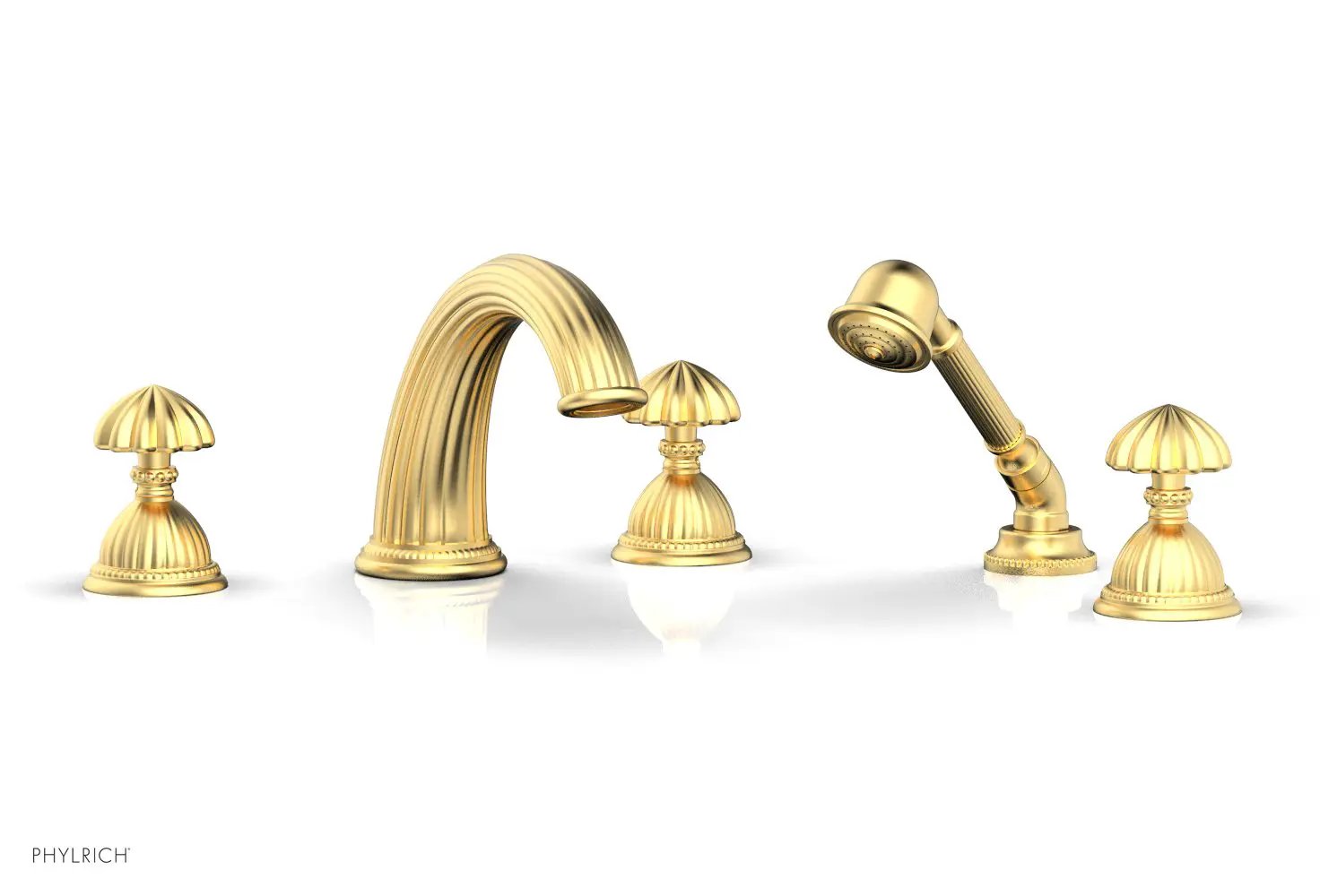 Phylrich GEORGIAN & BARCELONA Deck Tub Set with Hand Shower - Round Handles by Phylrich