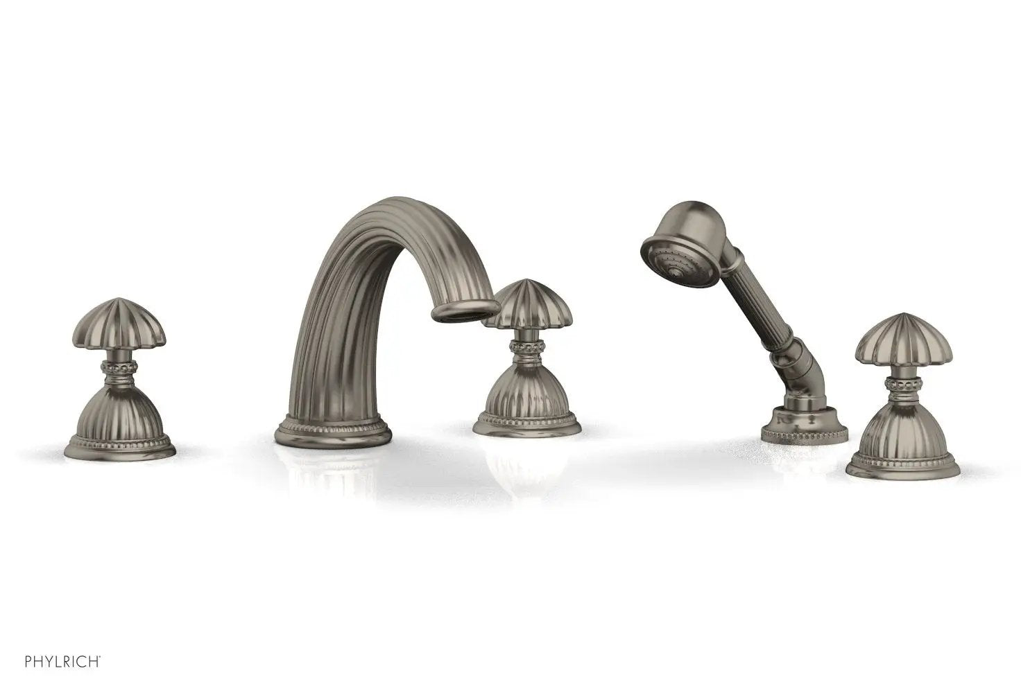 Phylrich GEORGIAN & BARCELONA Deck Tub Set with Hand Shower - Round Handles by Phylrich