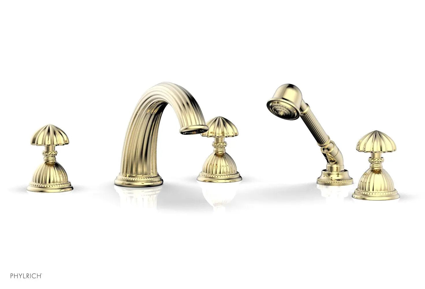Phylrich GEORGIAN & BARCELONA Deck Tub Set with Hand Shower - Round Handles by Phylrich