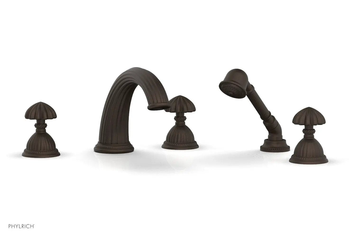 Phylrich GEORGIAN & BARCELONA Deck Tub Set with Hand Shower - Round Handles by Phylrich