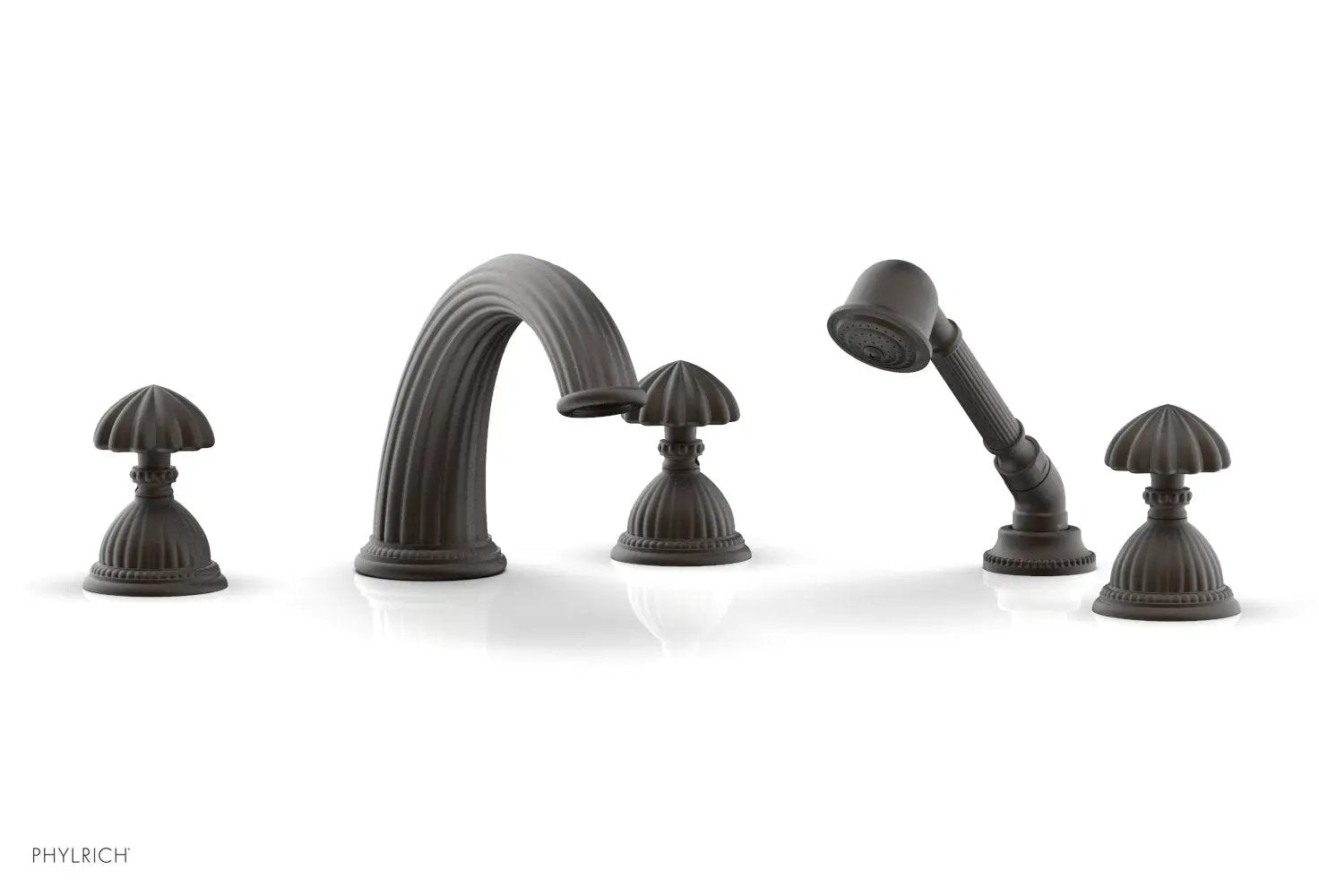 Phylrich GEORGIAN & BARCELONA Deck Tub Set with Hand Shower - Round Handles by Phylrich
