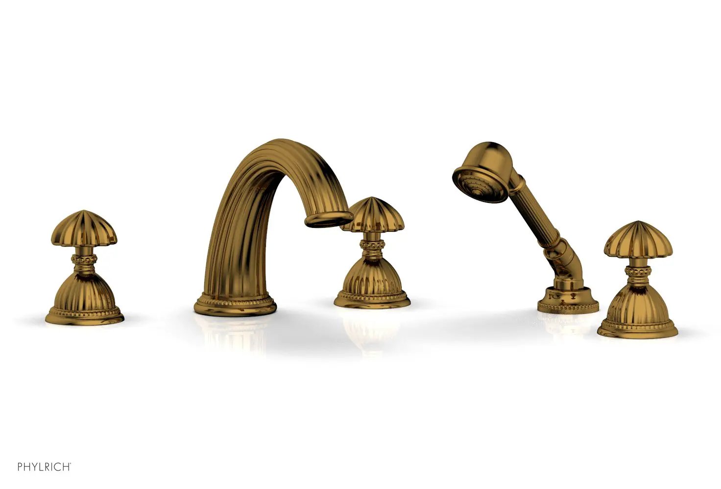 Phylrich GEORGIAN & BARCELONA Deck Tub Set with Hand Shower - Round Handles by Phylrich