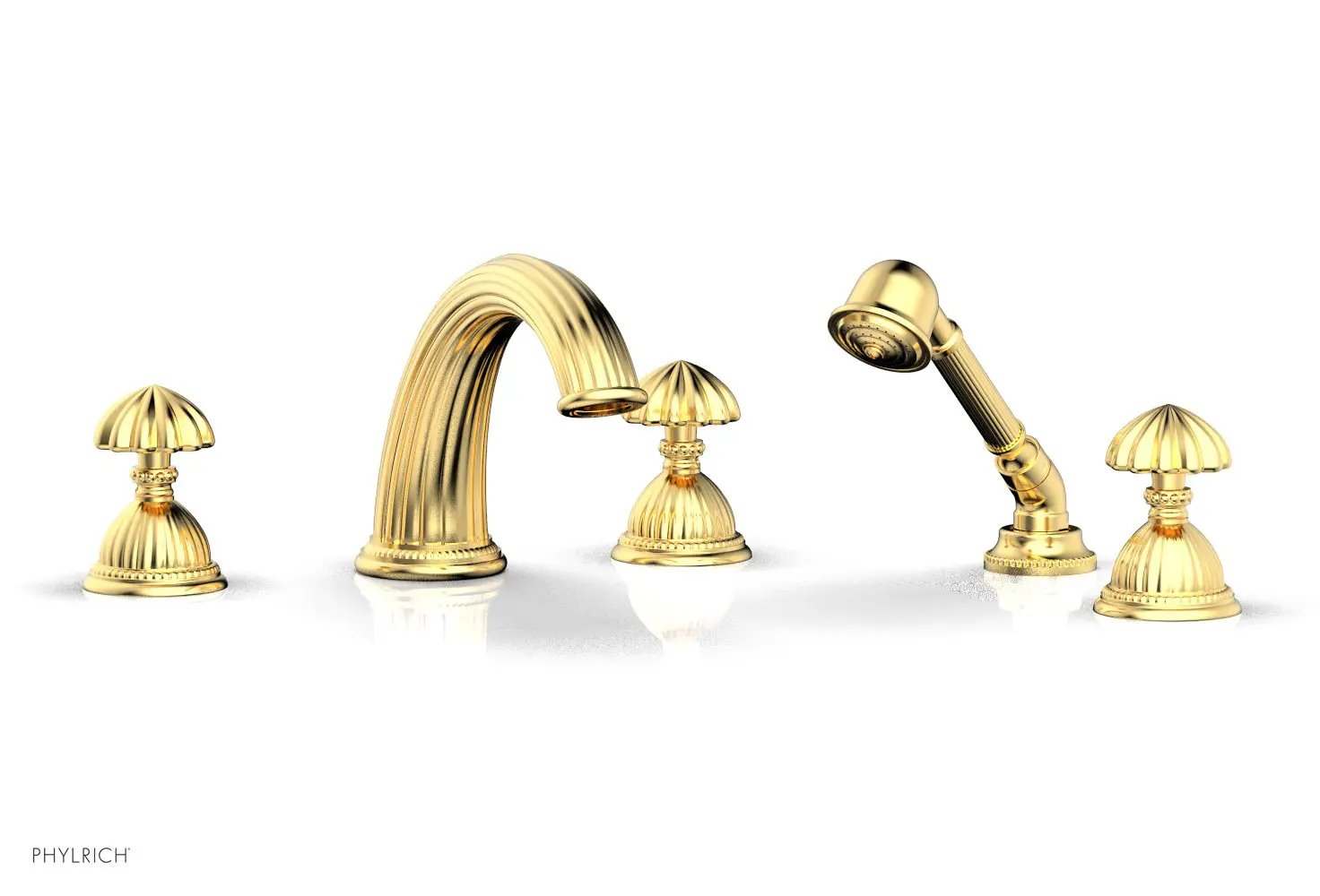 Phylrich GEORGIAN & BARCELONA Deck Tub Set with Hand Shower - Round Handles by Phylrich