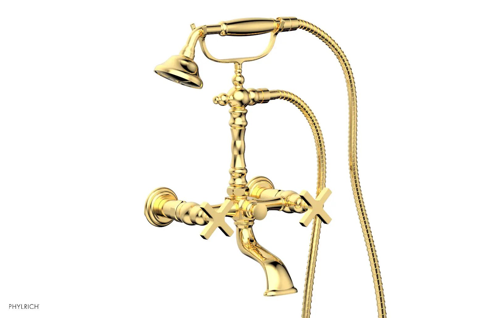 Phylrich HEX MODERN Exposed Tub & Hand Shower - Cross Handle by Phylrich