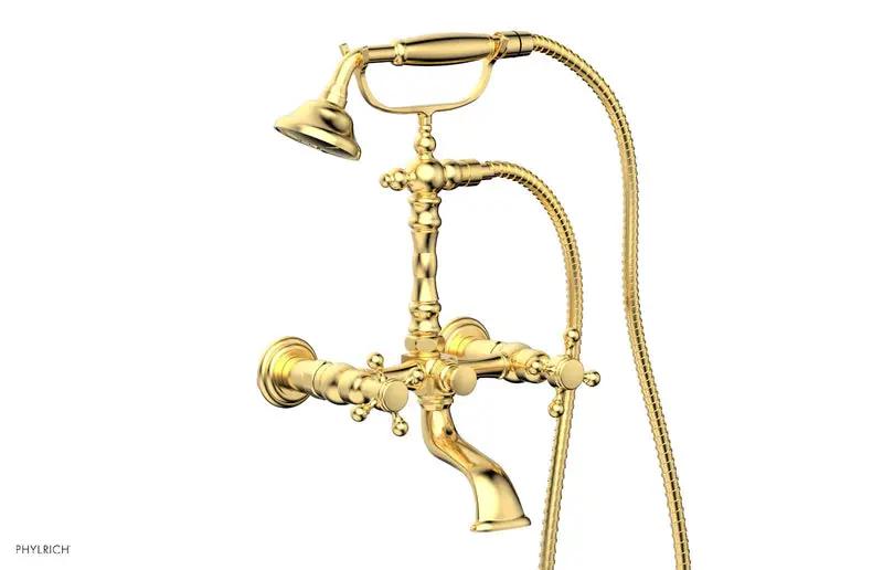 Phylrich HEX TRADITIONAL Exposed Tub & Hand Shower - Cross Handle by Phylrich
