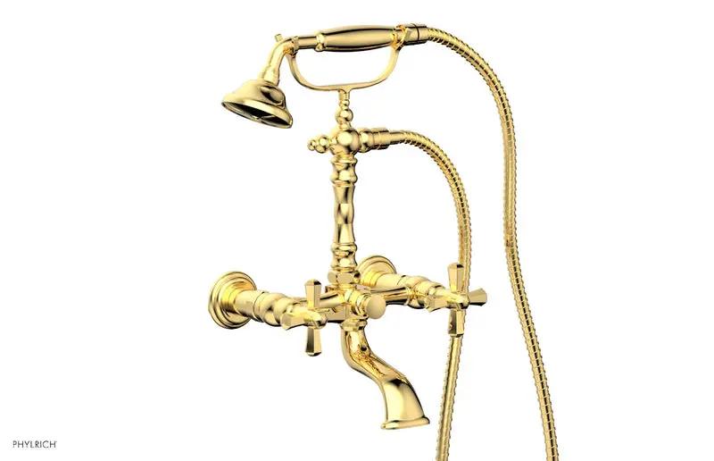 Phylrich LE VERRE & LA CROSSE Exposed Tub & Hand Shower - Cross Handle by Phylrich