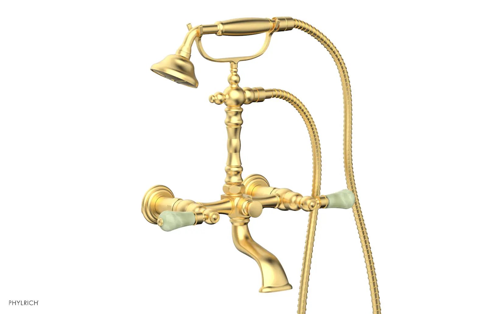 Phylrich REGENT Exposed Tub & Hand Shower -Green Onyx Handle by Phylrich