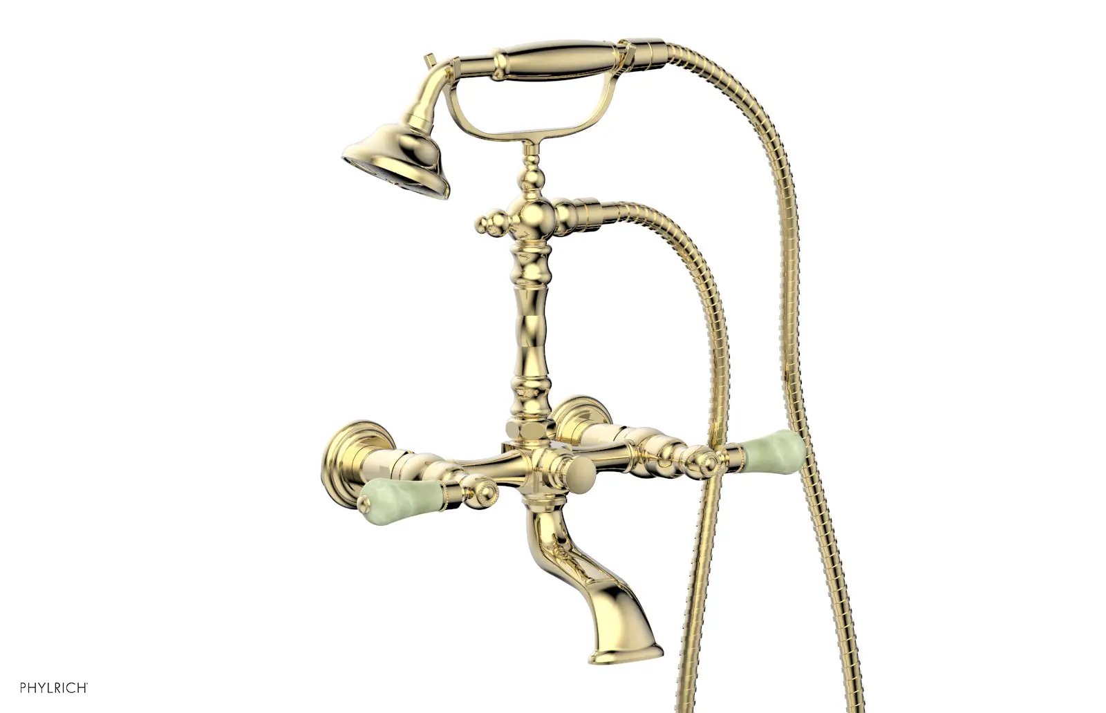 Phylrich REGENT Exposed Tub & Hand Shower -Green Onyx Handle by Phylrich