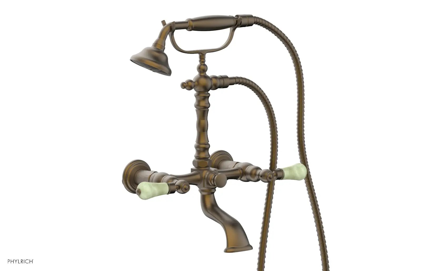 Phylrich REGENT Exposed Tub & Hand Shower -Green Onyx Handle by Phylrich