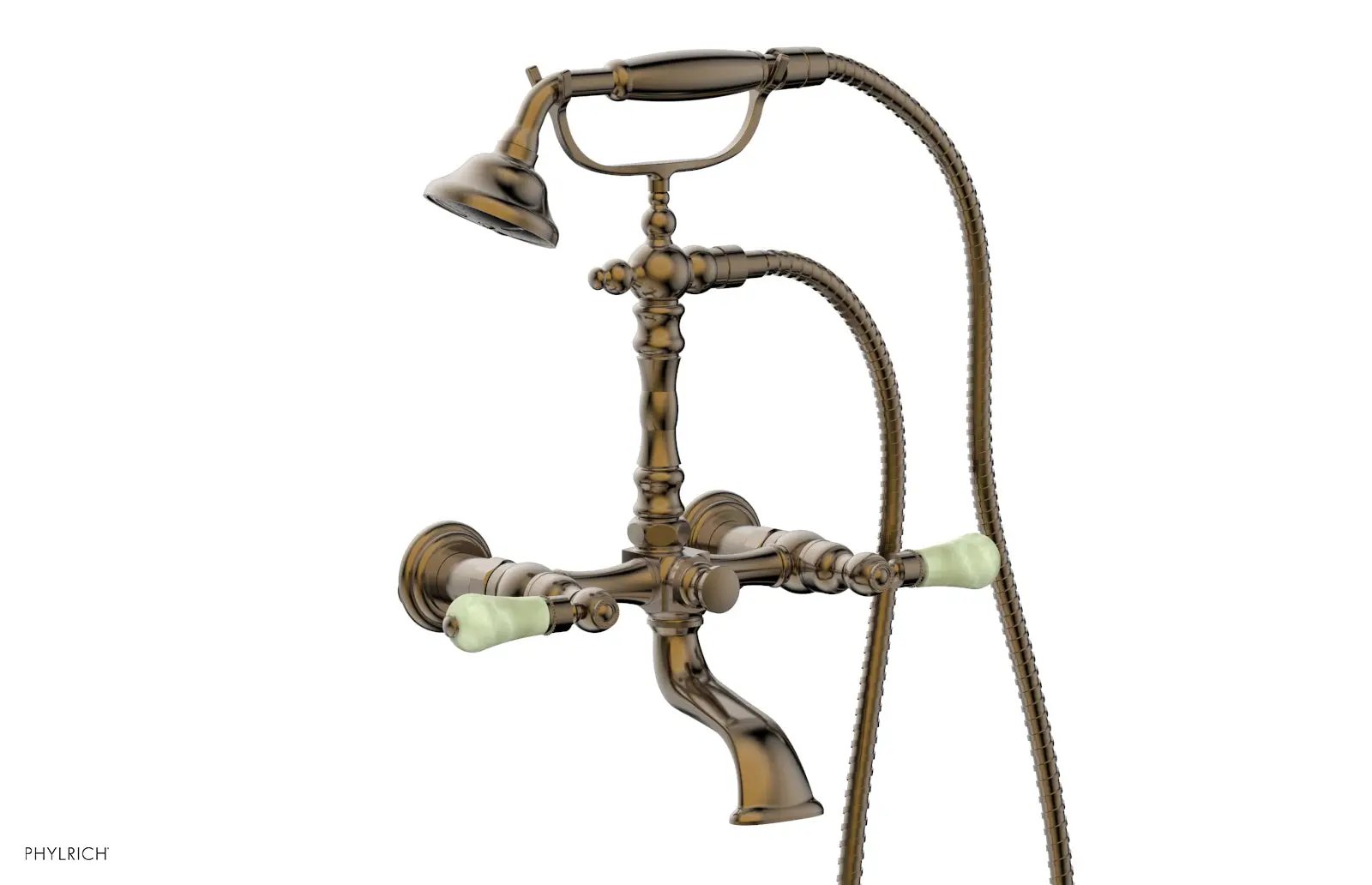 Phylrich REGENT Exposed Tub & Hand Shower -Green Onyx Handle by Phylrich